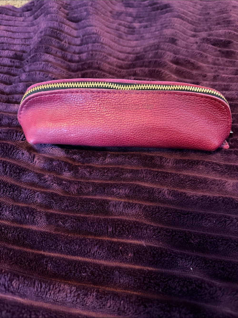 Portland Leather Orchid Pebbled Leather Sidekick Pouch with Gold Zipper